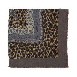Aida multicolor Scarf with logo lettering and all-over print in modal and cashmere for women