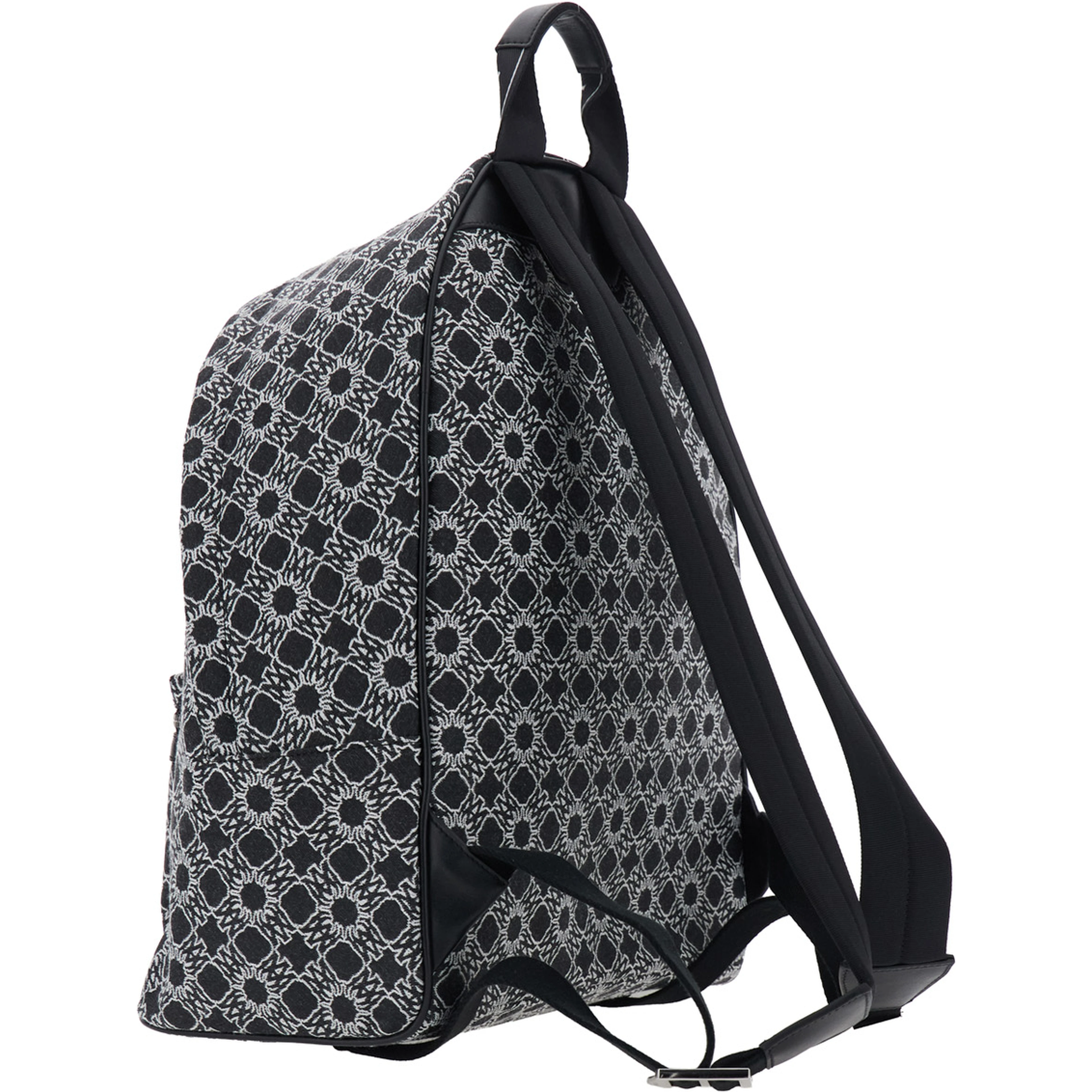 MA Quad Black Backpack with all-over logo print and adjustable straps in Tech Fabric for men