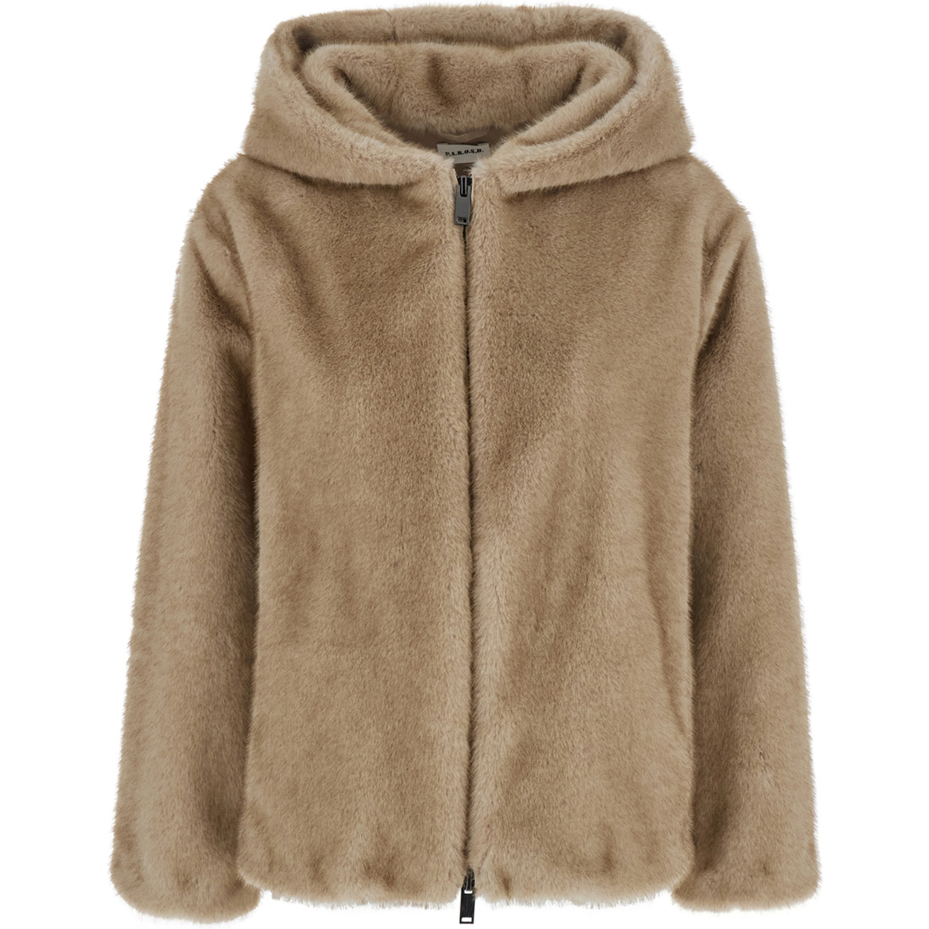 Beige jacket with front closure and long sleeves in fabric. Color beige. Women.