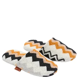 multicolor Slippers with Zig-Zag motif all-over in cotton terry home