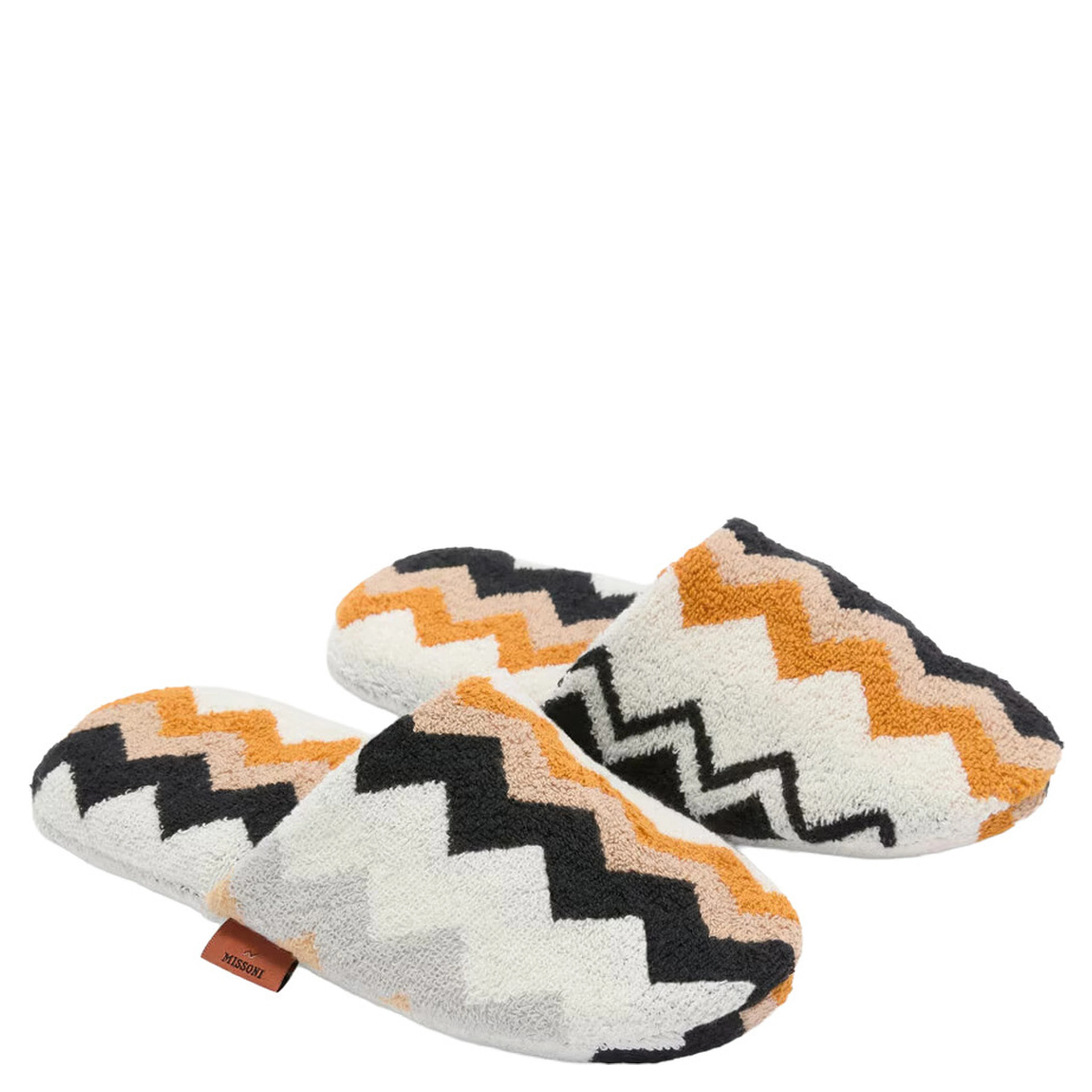 multicolor Slippers with Zig-Zag motif all-over in cotton terry home