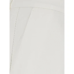 White Trousers with Front Pleat in Cotton for Men