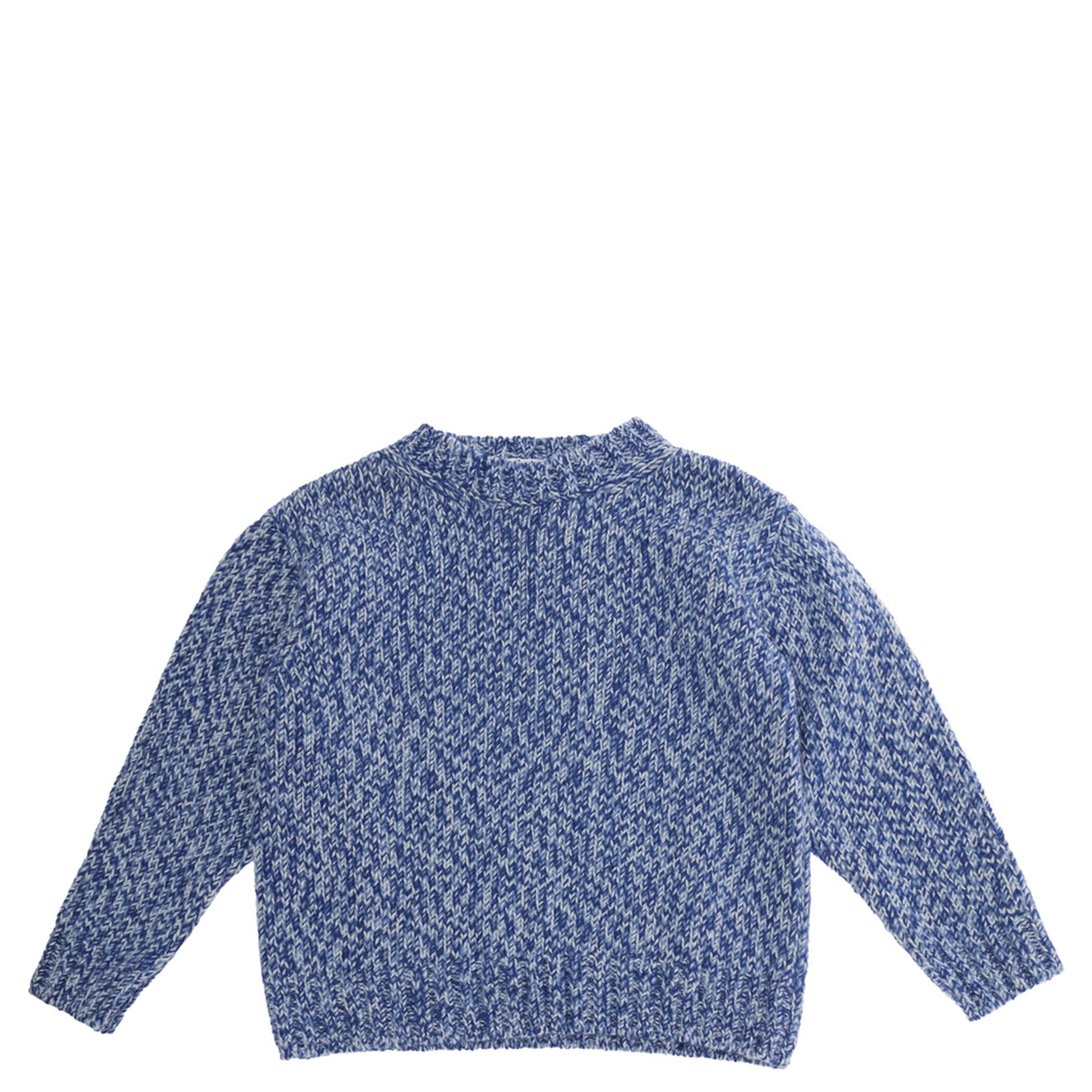 Sweater with round neck and long sleeves in Blue fabric for Boy