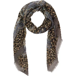 Aida multicolor Scarf with logo lettering and all-over print in modal and cashmere for women