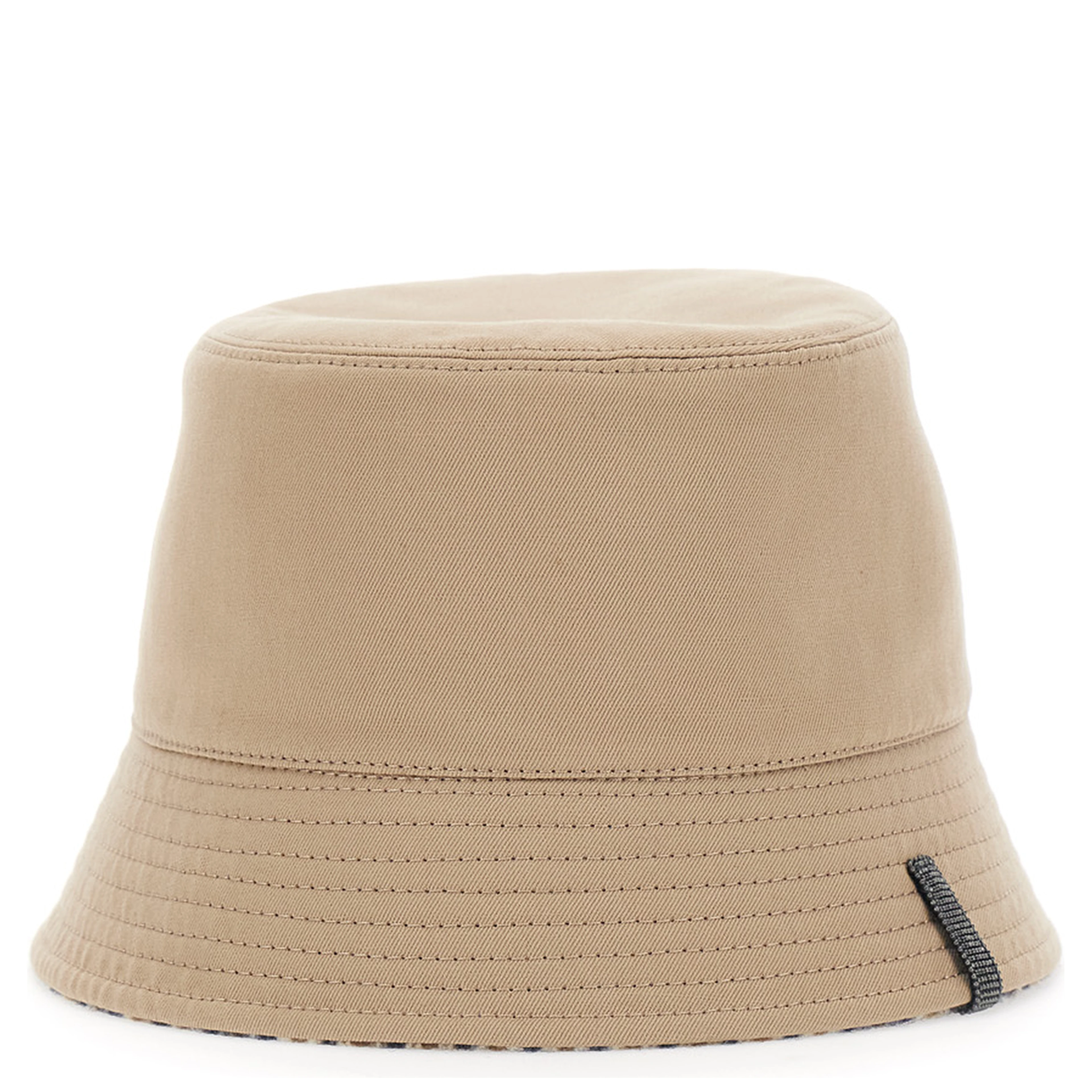 beige Hat with side Monile detail in  cotton and linen for women