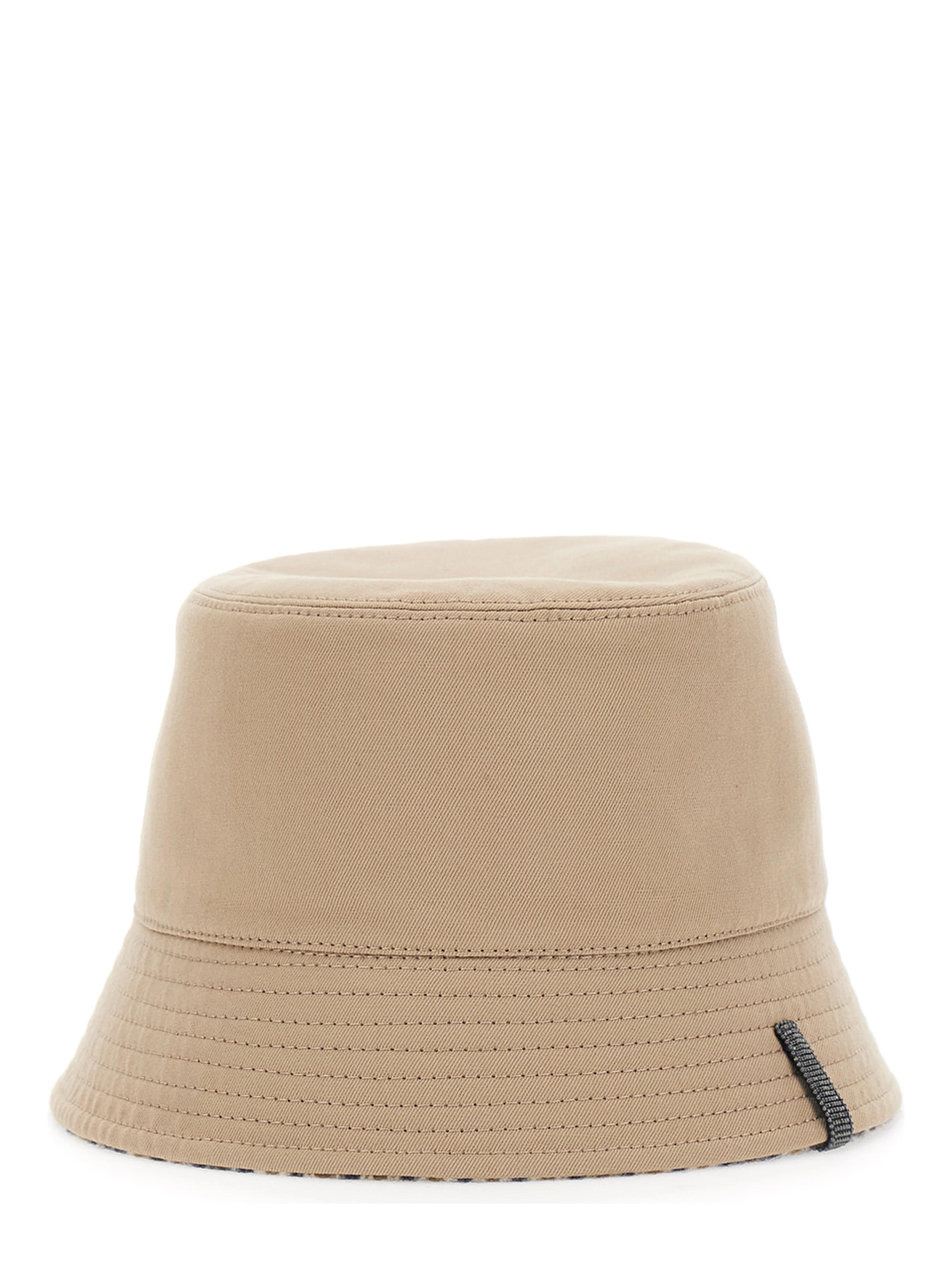beige Hat with side Monile detail in  cotton and linen for women