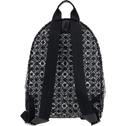 MA Quad Black Backpack with all-over logo print and adjustable straps in Tech Fabric for men