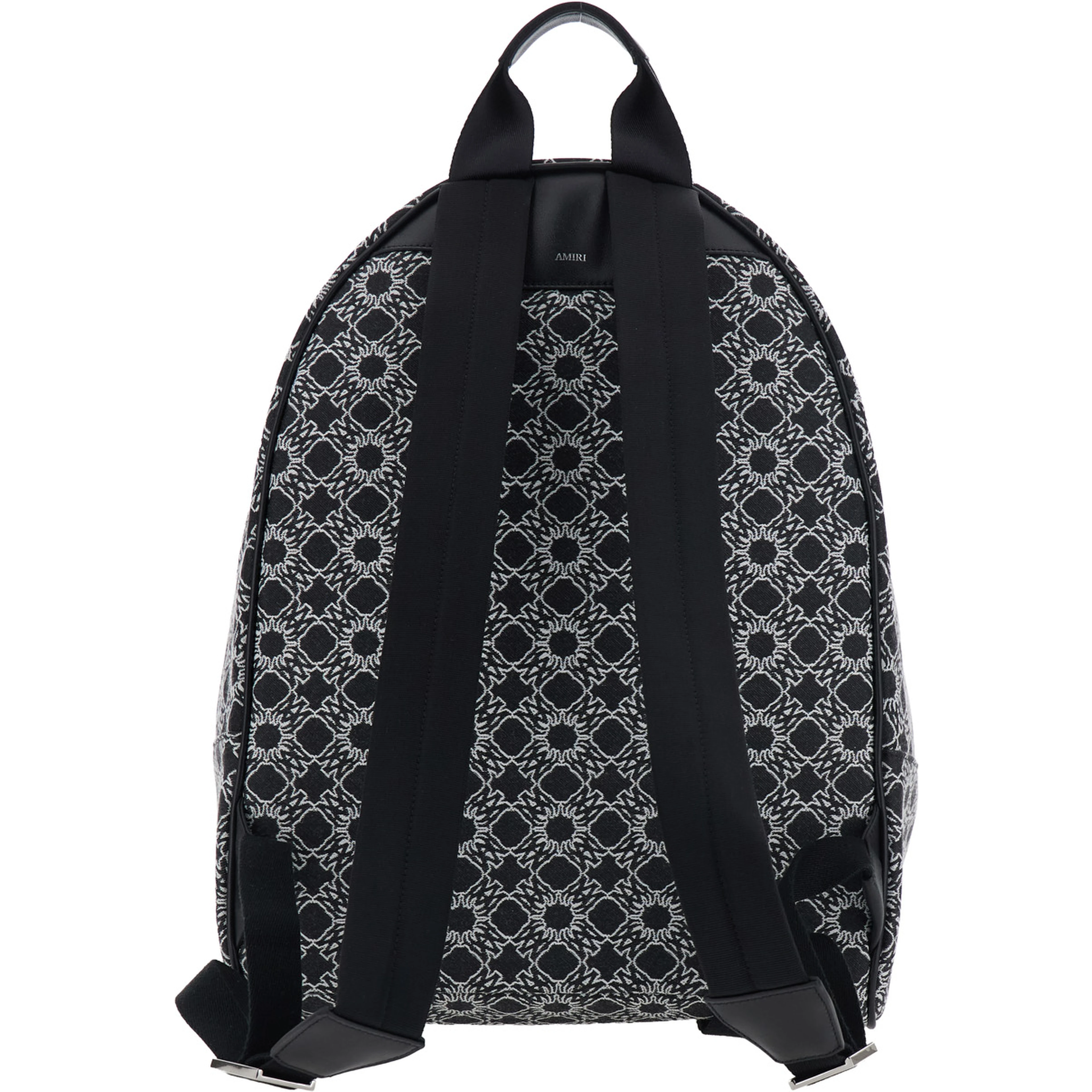 MA Quad Black Backpack with all-over logo print and adjustable straps in Tech Fabric for men