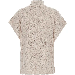 White High-neck sweater with wide short sleeves in Blend wool women