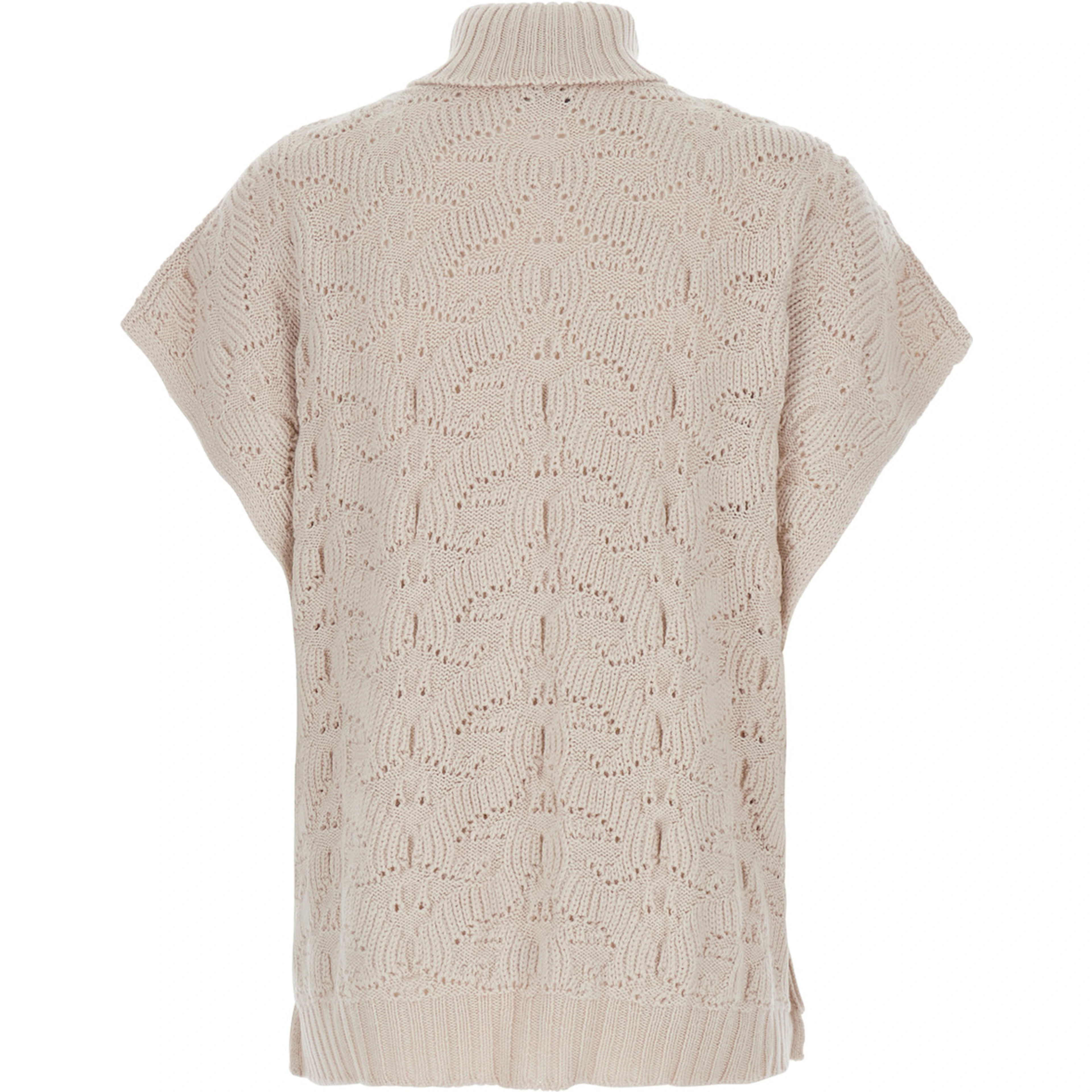 White High-neck sweater with wide short sleeves in Blend wool women