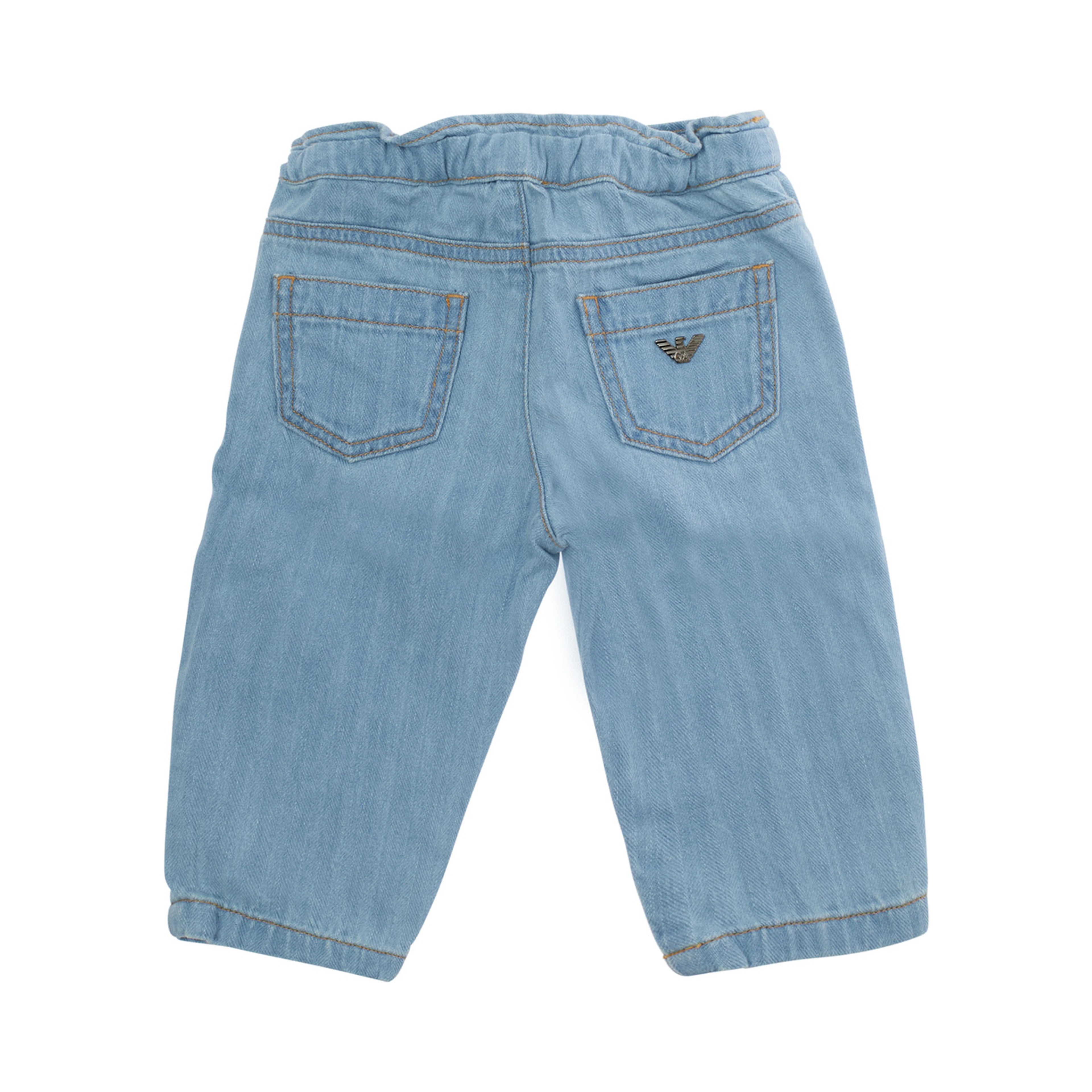 Light blue Jeans with elasticated waist and logo patch on the back in denim baby