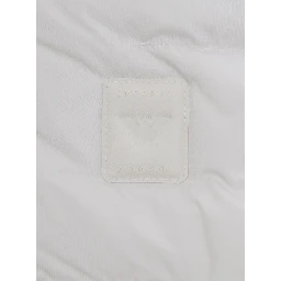White Down jacket with fixed hood and logo patch on the front in Tech Fabric baby