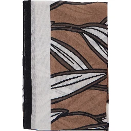 Brown scarf with all-over print in silk for women