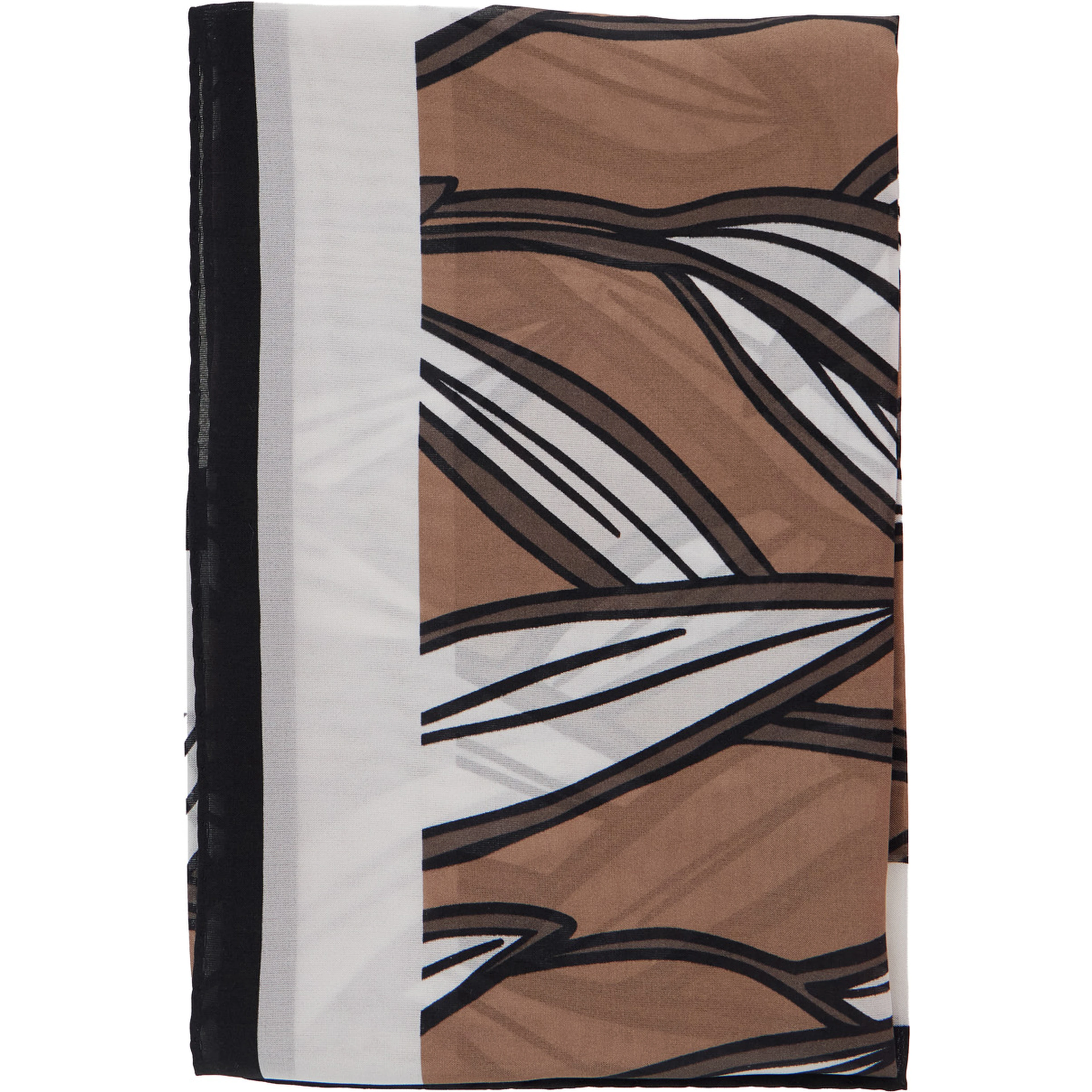 Brown scarf with all-over print in silk for women