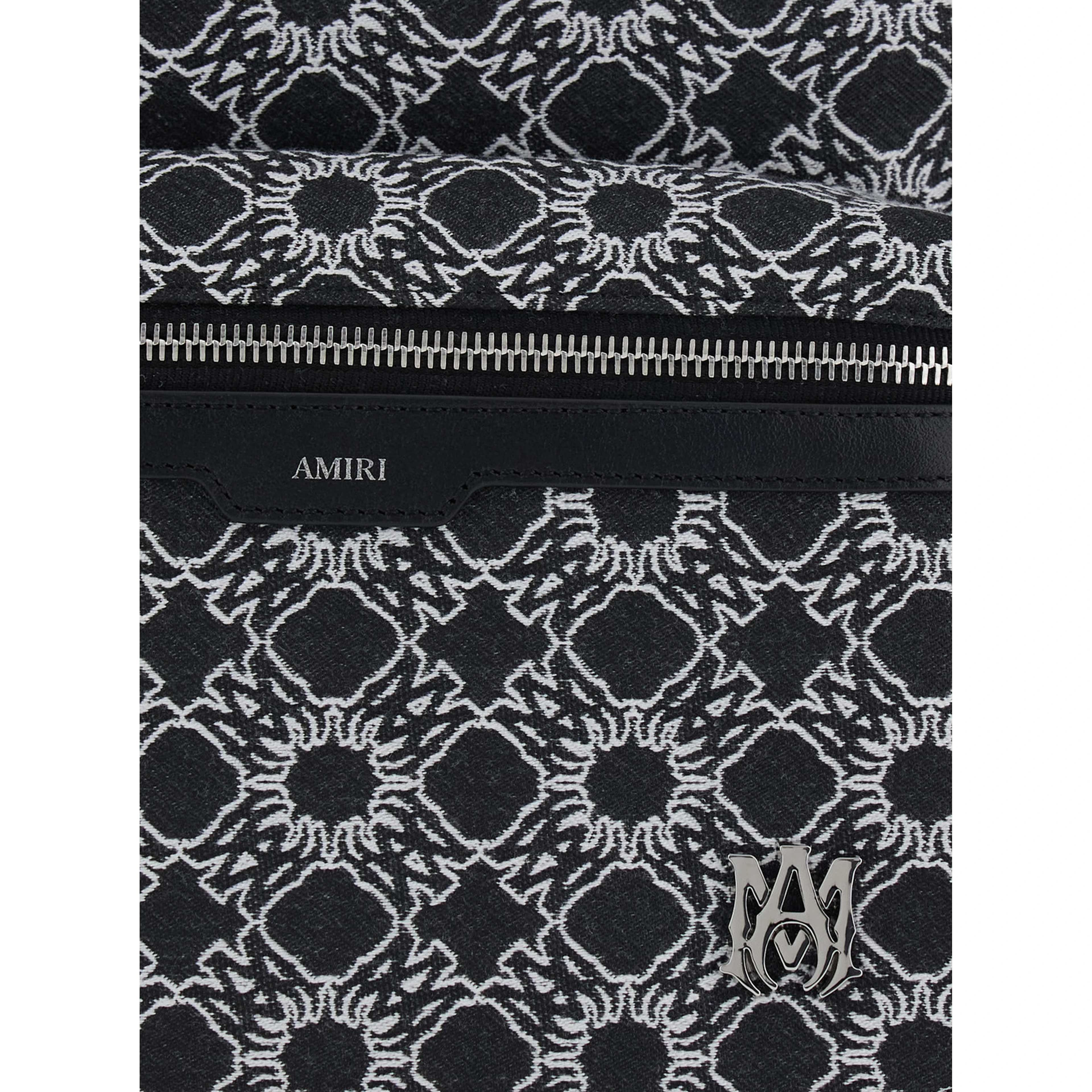 MA Quad Black Backpack with all-over logo print and adjustable straps in Tech Fabric for men