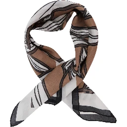 Brown scarf with all-over print in silk for women