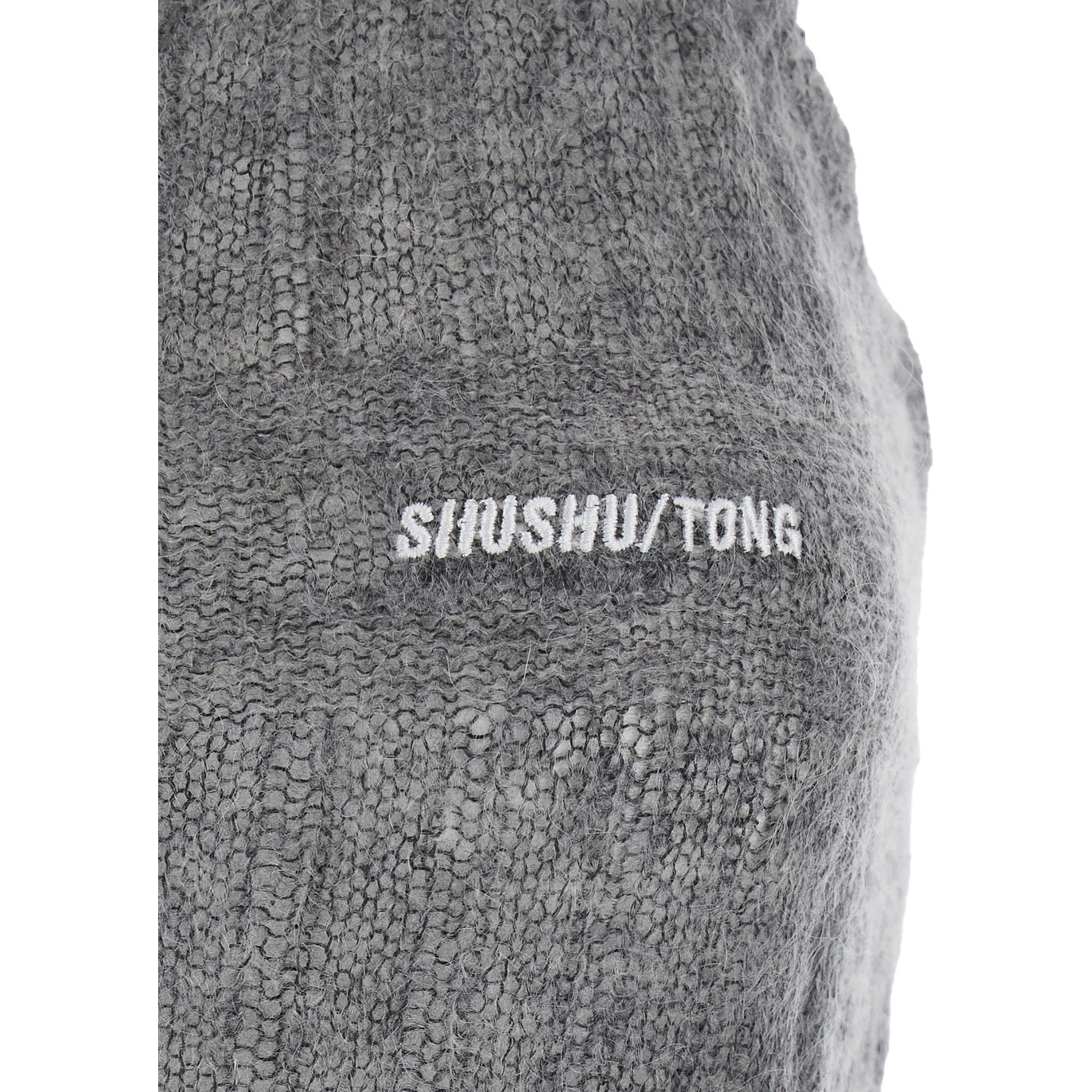 Grey Top with Brushed-effect and Logo Lettering in Mohair and Wool Blend Women