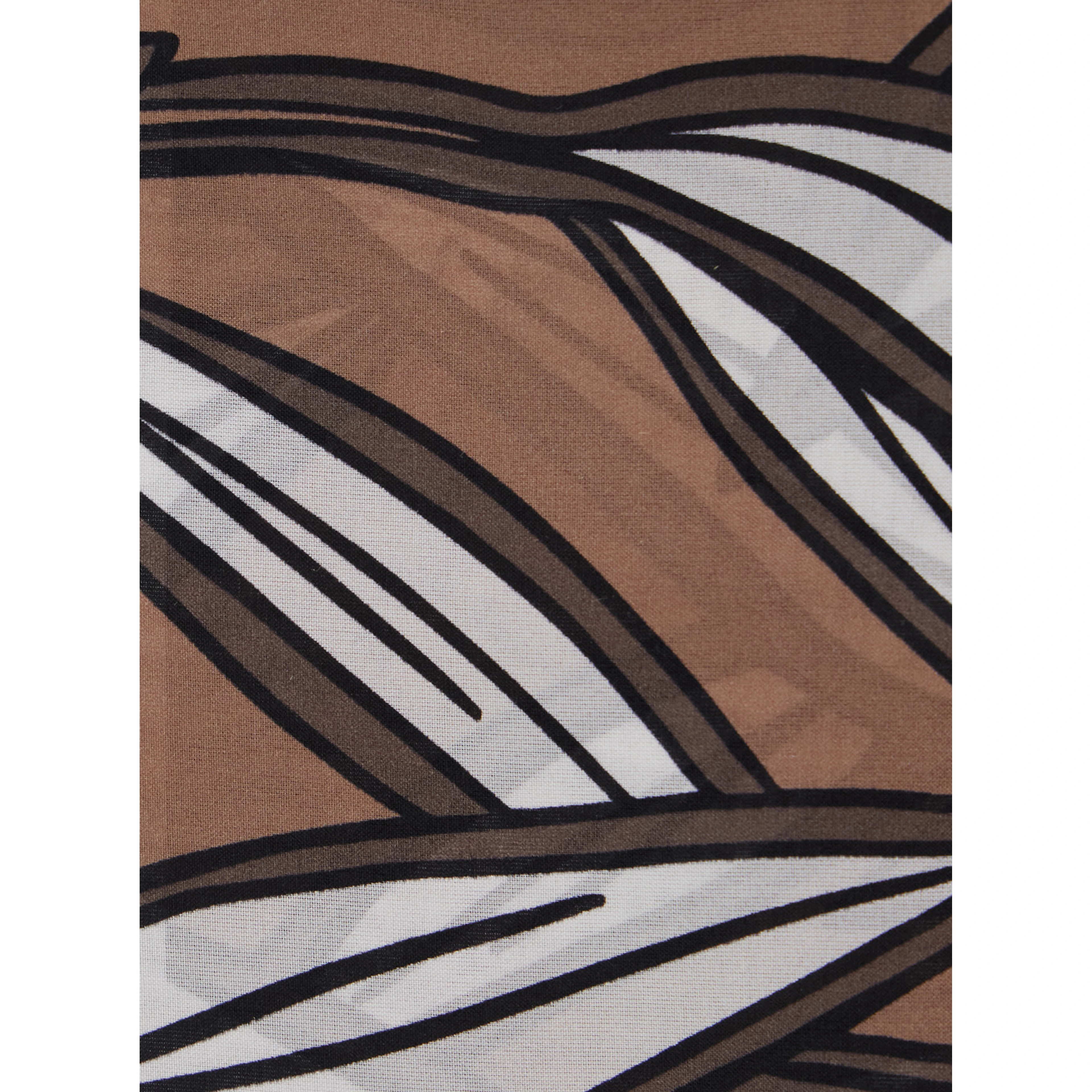 Brown scarf with all-over print in silk for women