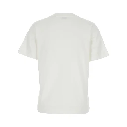 White Crew Neck T-Shirt with Logo Lettering on the Front in Cotton for Women
