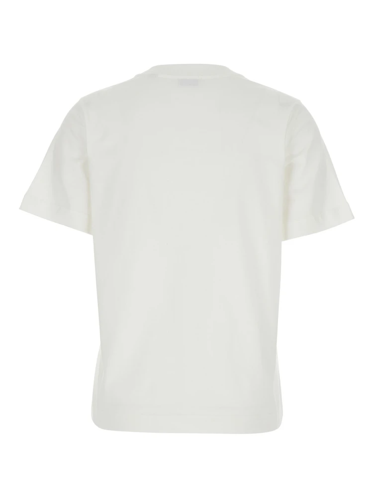 White Crew Neck T-Shirt with Logo Lettering on the Front in Cotton for Women alternative