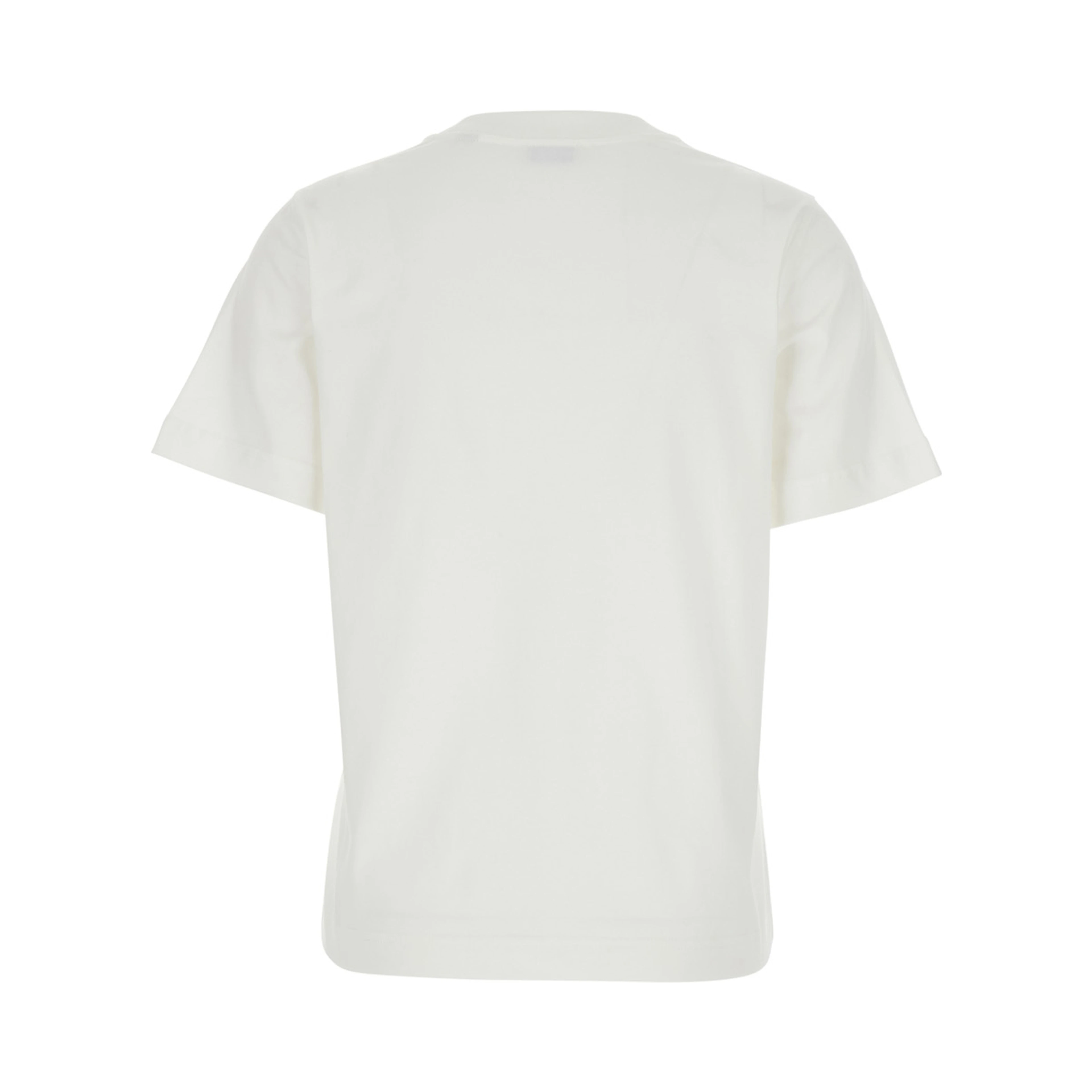 White Crew Neck T-Shirt with Logo Lettering on the Front in Cotton for Women