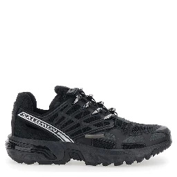 Black Low Top Sneakers with drawstring closure and logo lettering on the side in tech fabric unisex