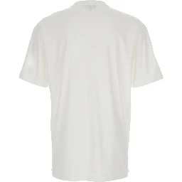 White Crew Neck T-Shirt with Logo Lettering on the Front in Cotton for Men