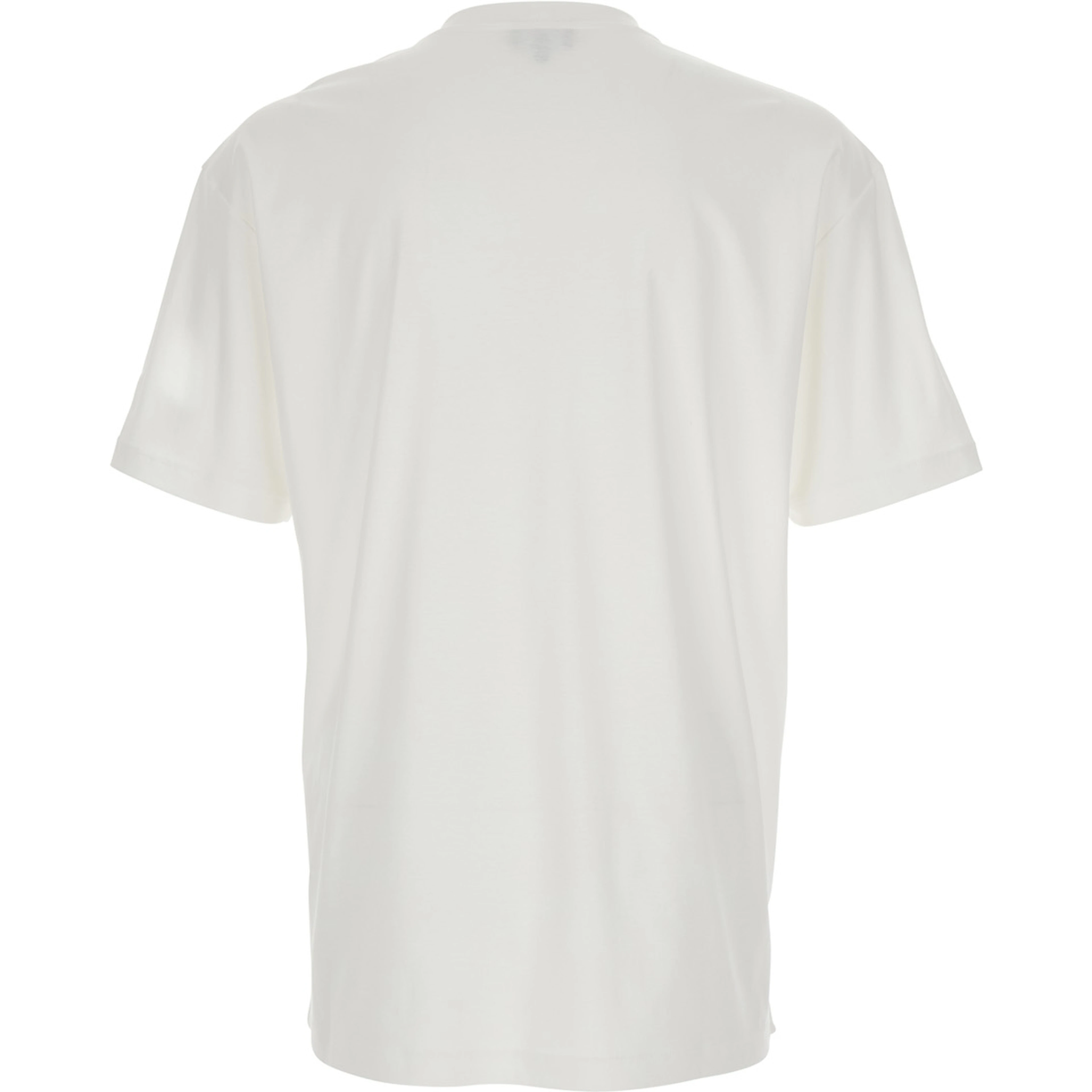 White Crew Neck T-Shirt with Logo Lettering on the Front in Cotton for Men