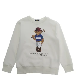White KNIT-PULLOVER-SWEATSHIRT with Long Sleeves and Crew Neck in Cotton