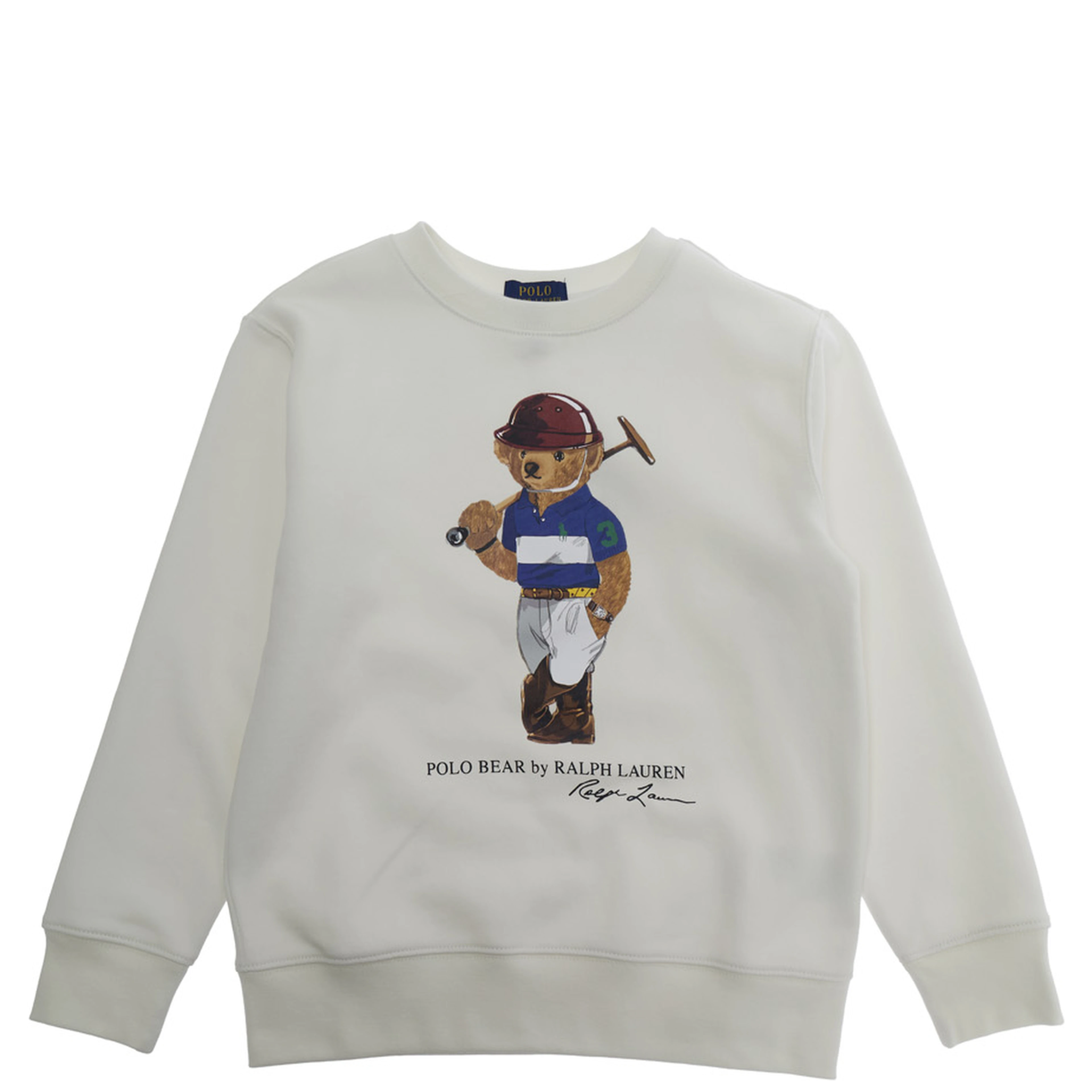 White KNIT-PULLOVER-SWEATSHIRT with Long Sleeves and Crew Neck in Cotton
