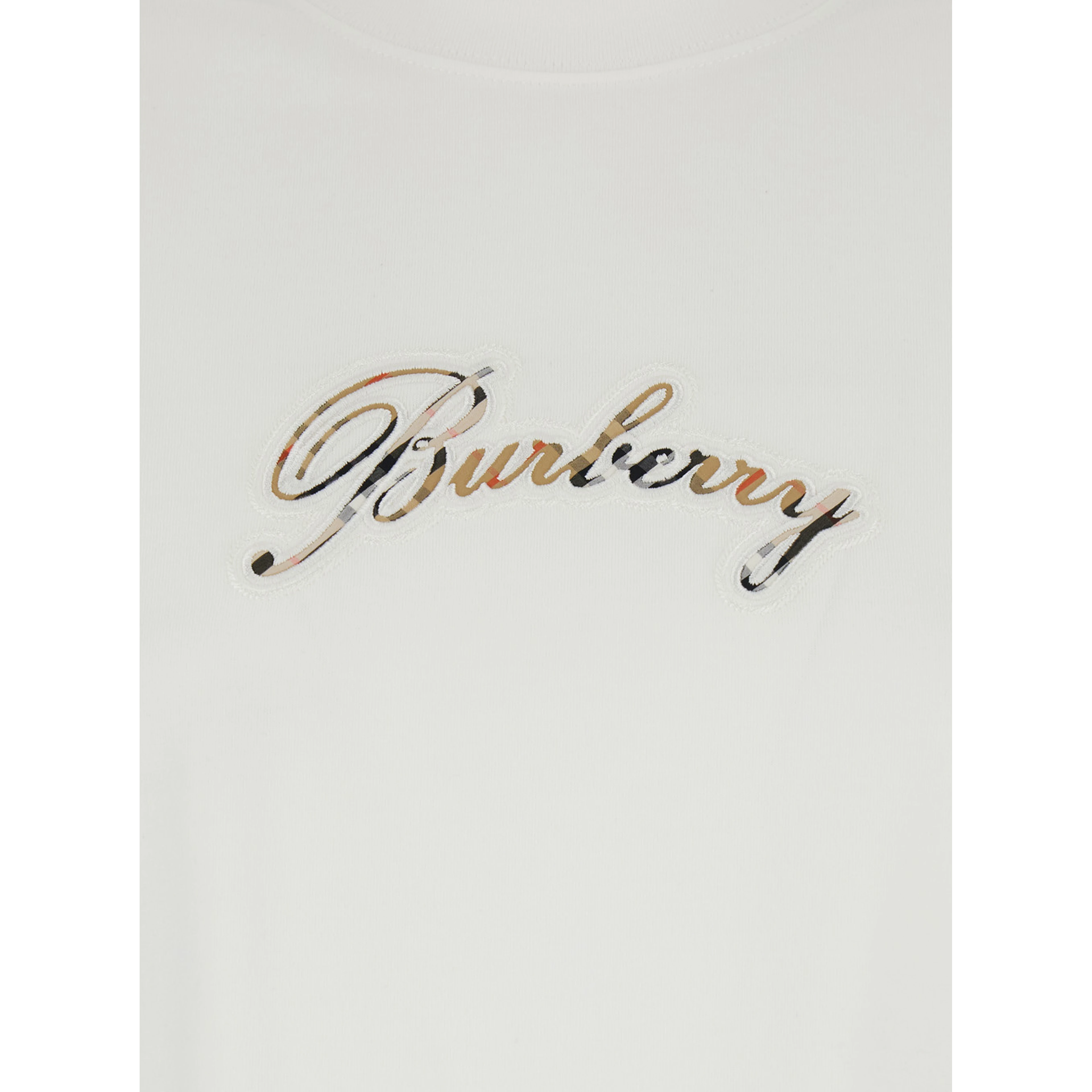 White Crew Neck T-Shirt with Logo Lettering on the Front in Cotton for Women