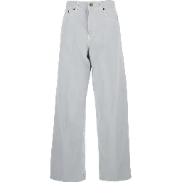 Gray Jeans with Belt Loops and Logo Patch on the Back in Denim Woman
