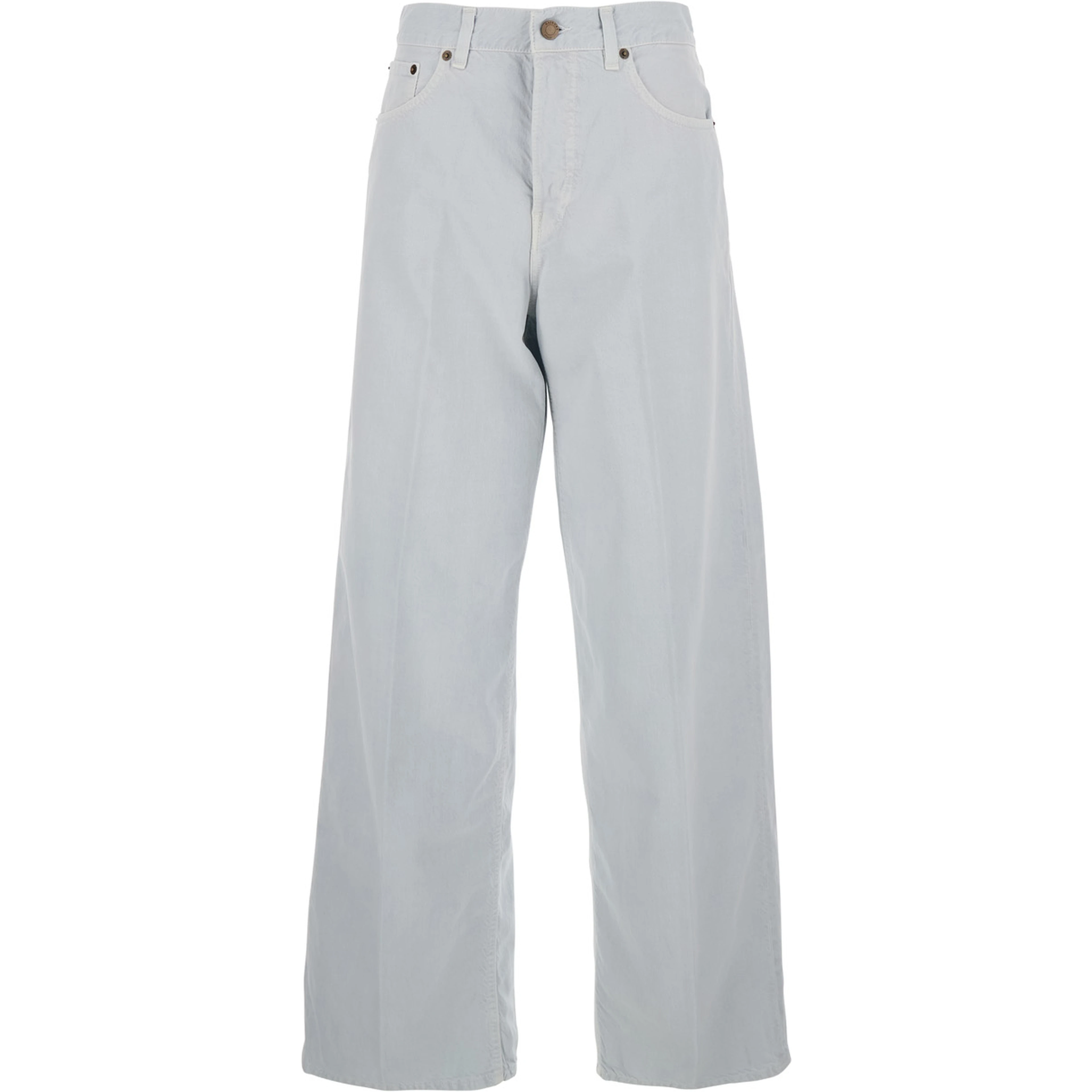 Gray Jeans with Belt Loops and Logo Patch on the Back in Denim Woman