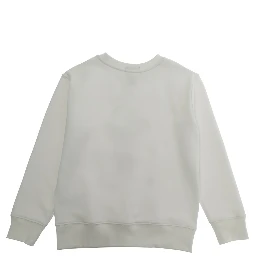 White KNIT-PULLOVER-SWEATSHIRT with Long Sleeves and Crew Neck in Cotton