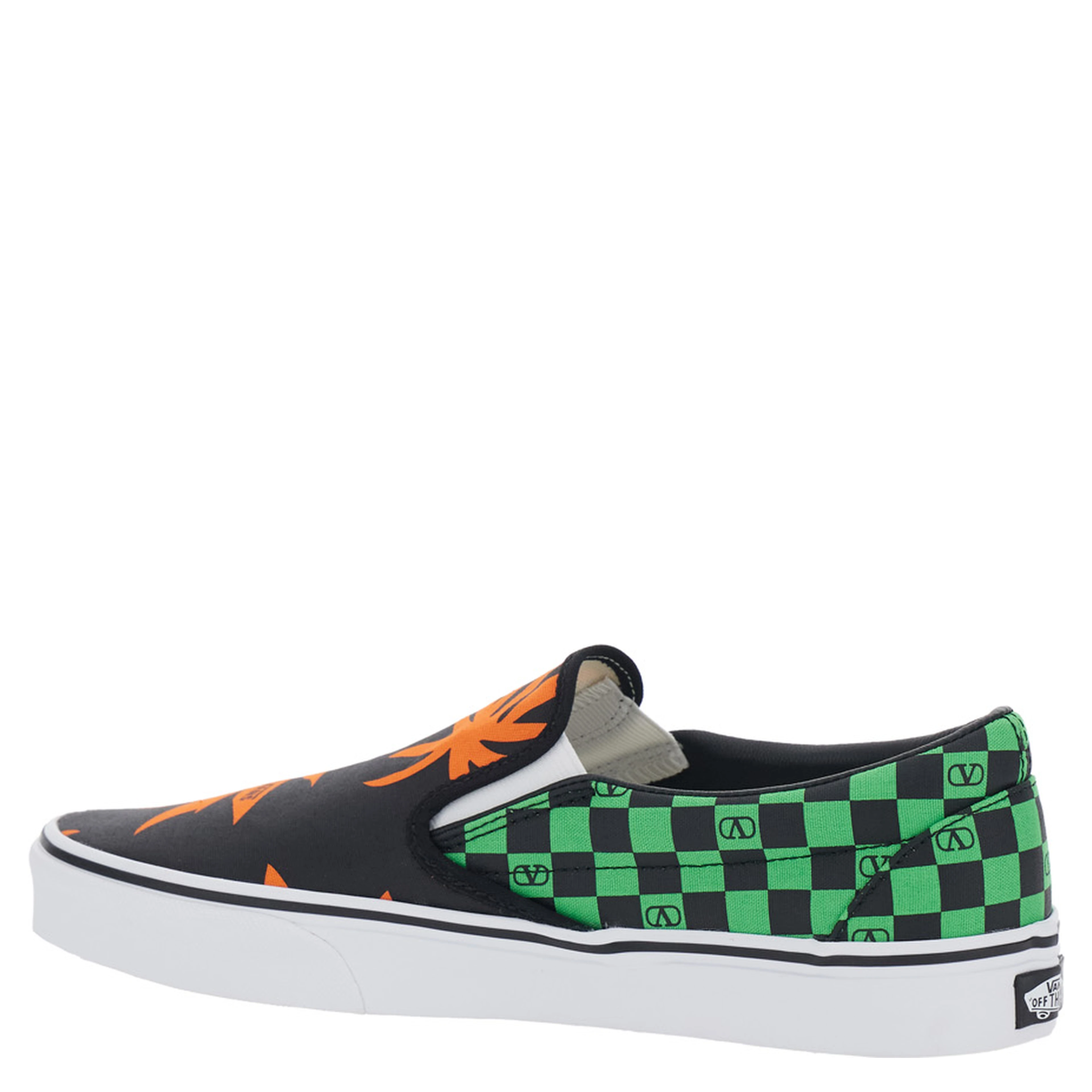 Multicolor Low Top Sneaker with Check Motif with VLogo Print and Palm Print and logo lettering in Cotton Man