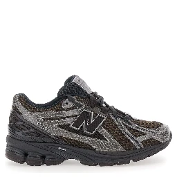 1906R Brown Sneakers with Mesh Details and Rubber Sole in Leather and Fabric Women
