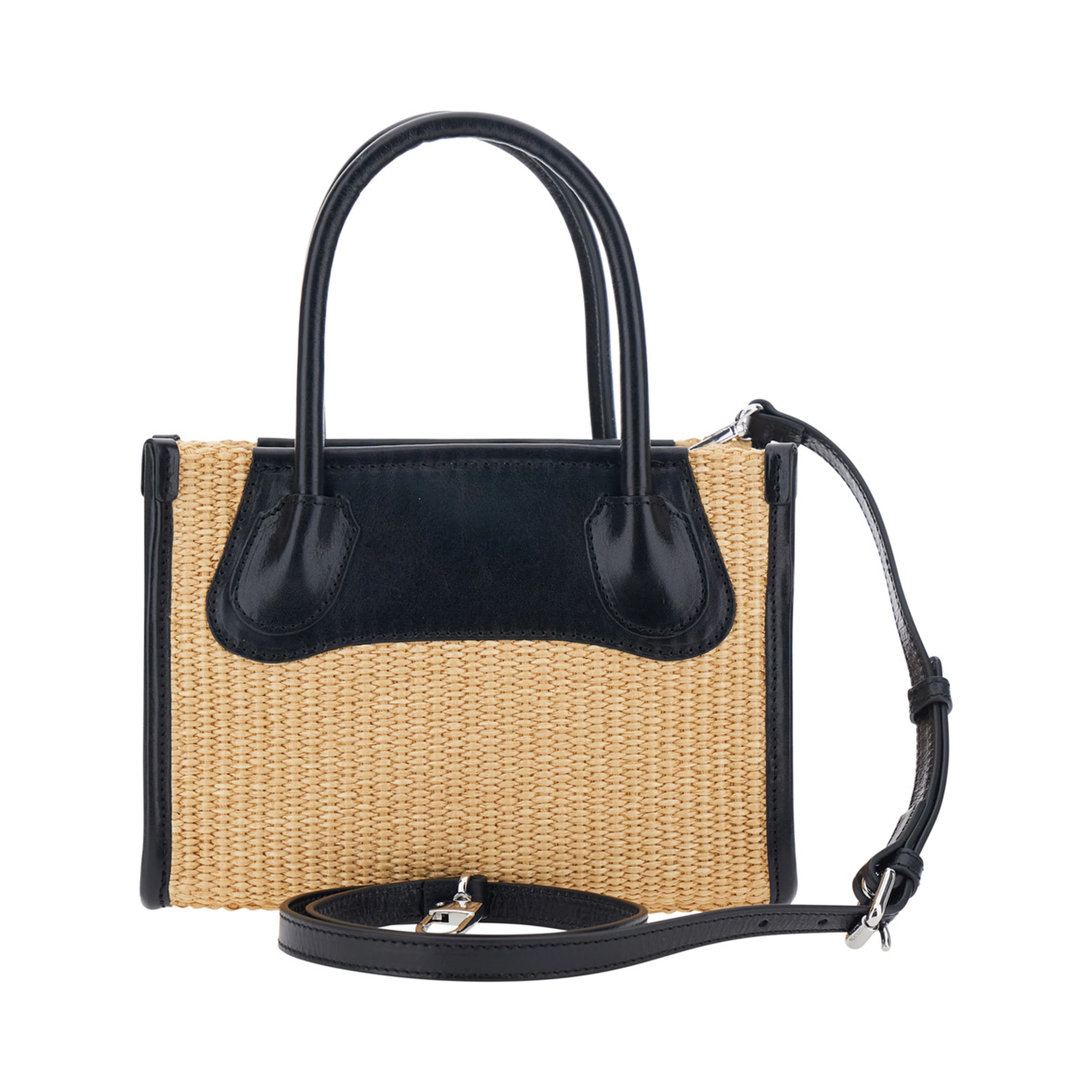 Troy Beige Small Handbag with Logo Orb Embossed on the Front and Raffia Effect in Cotton Blend for Women