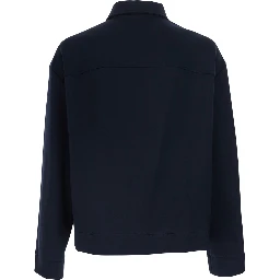 Blue Jacket with Front Closure and GG logo detail in cotton jersey men