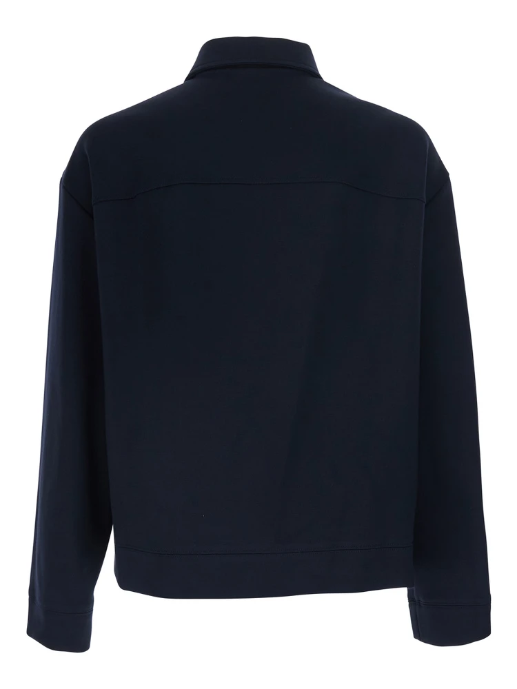 Blue Jacket with Front Closure and GG logo detail in cotton jersey men
