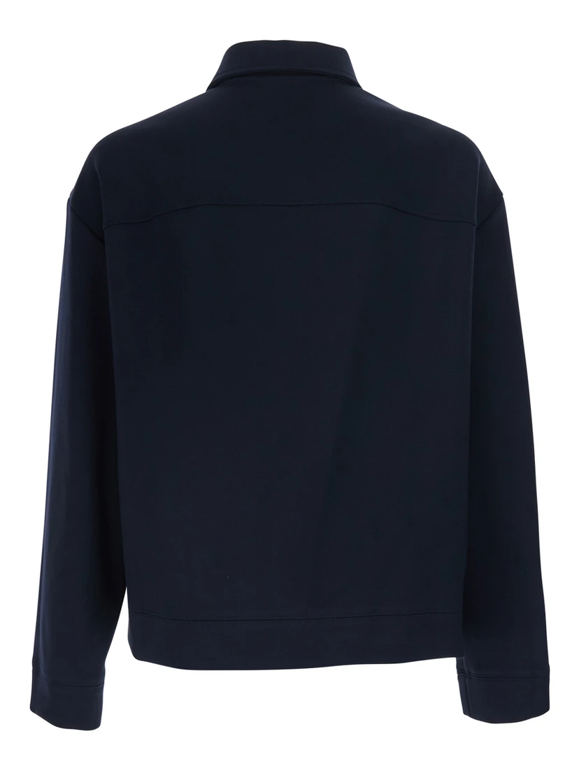Blue Jacket with Front Closure and GG logo detail in cotton jersey men