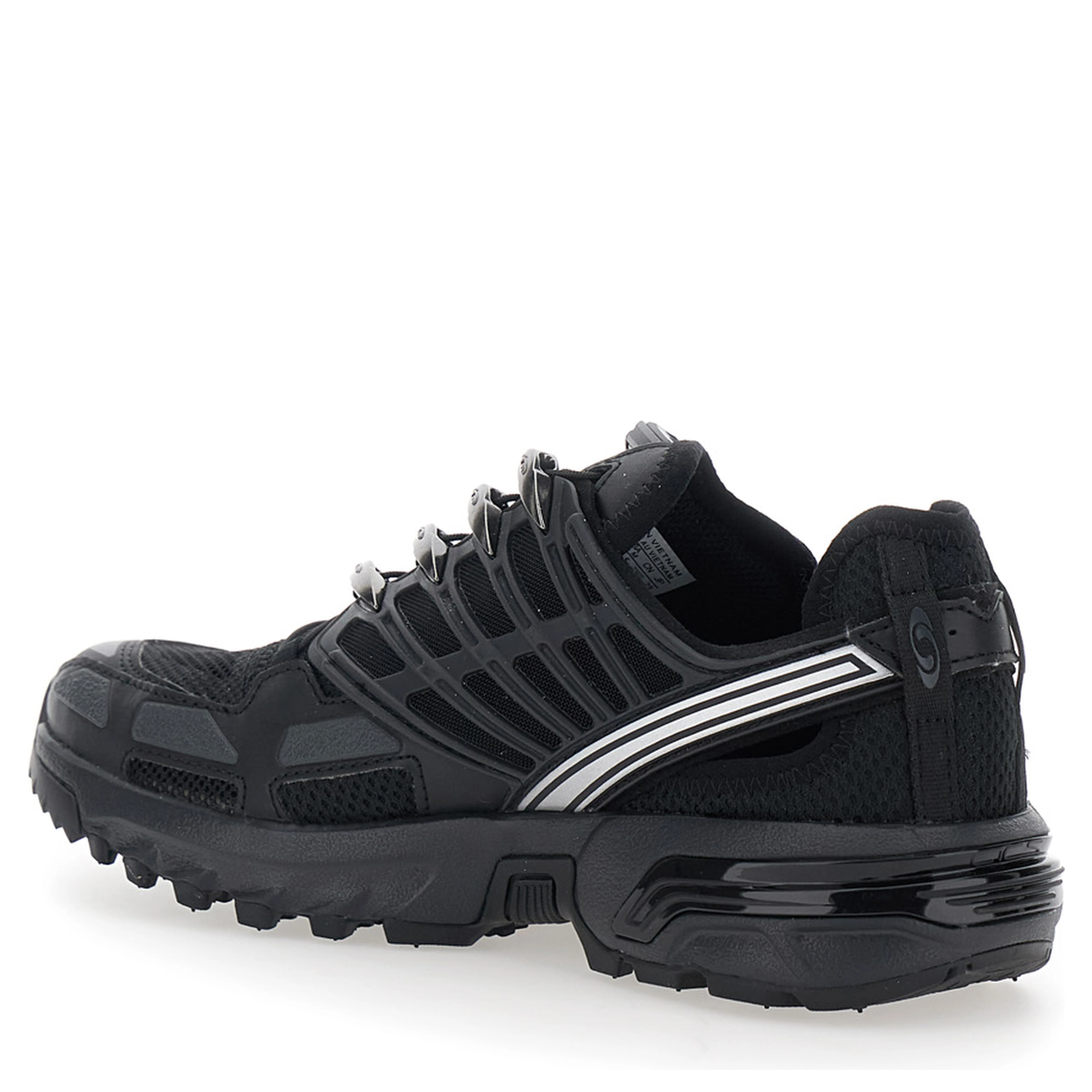 Black Low Top Sneakers with drawstring closure and logo lettering on the side in tech fabric unisex