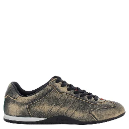 Elan Black Low Top Sneakers with Web Detail on Tongue and Heel in Suede for Women