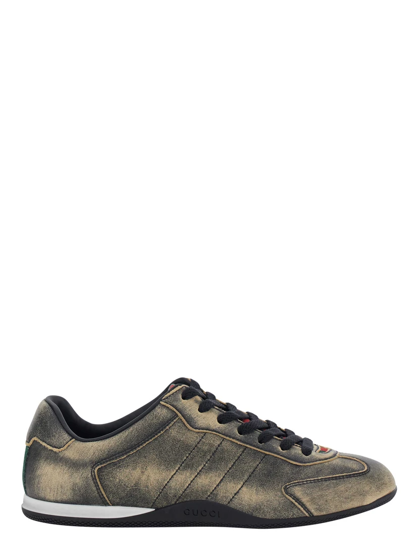 Elan Black Low Top Sneakers with Web Detail on Tongue and Heel in Suede for Women