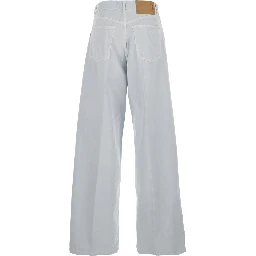 Gray Jeans with Belt Loops and Logo Patch on the Back in Denim Woman