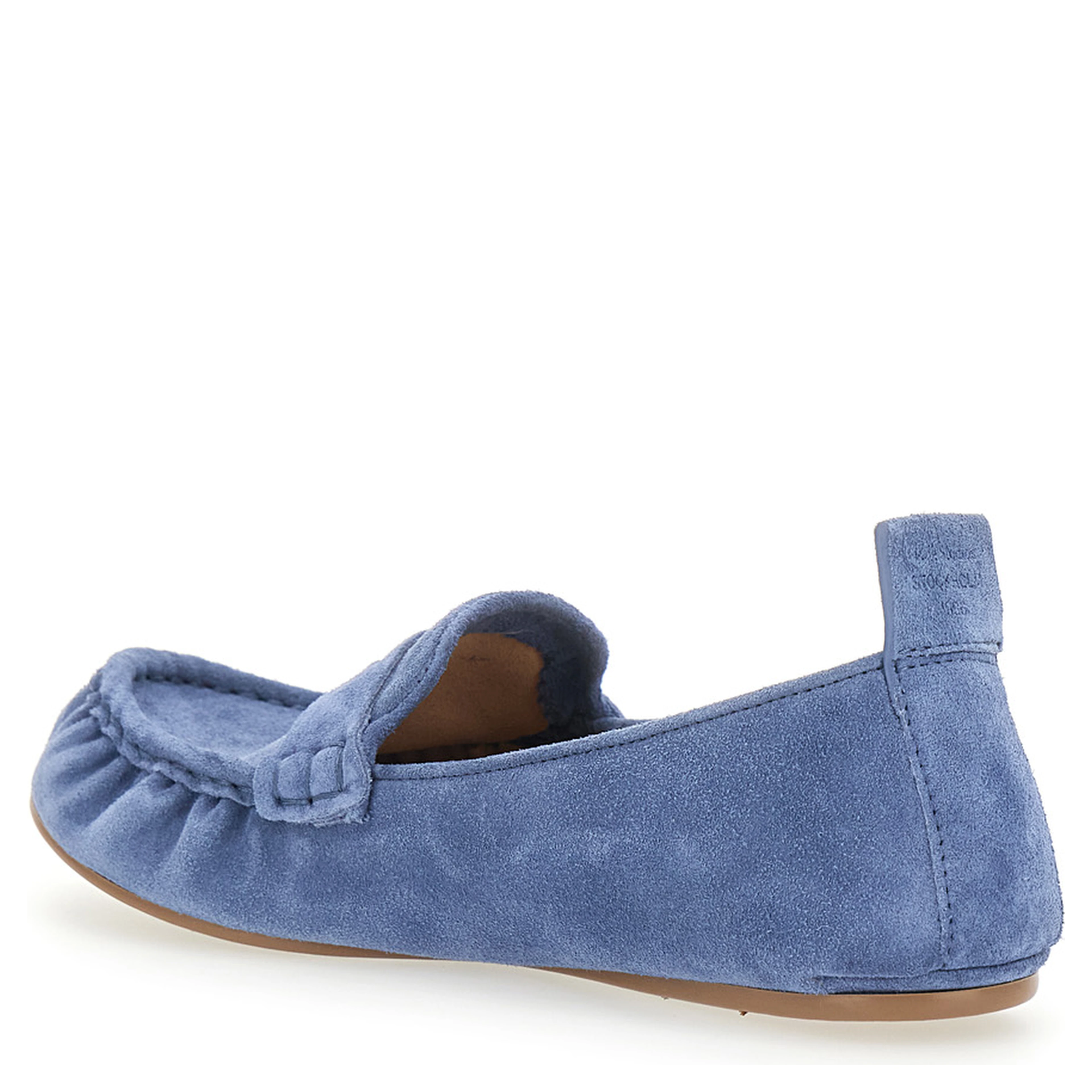 Blue Loafers with Almond Toe and Pull-Tab at the Heel in Suede Woman