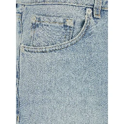 Blue Jeans with Belt Loops and Logo Patch on the Back in Denim Woman