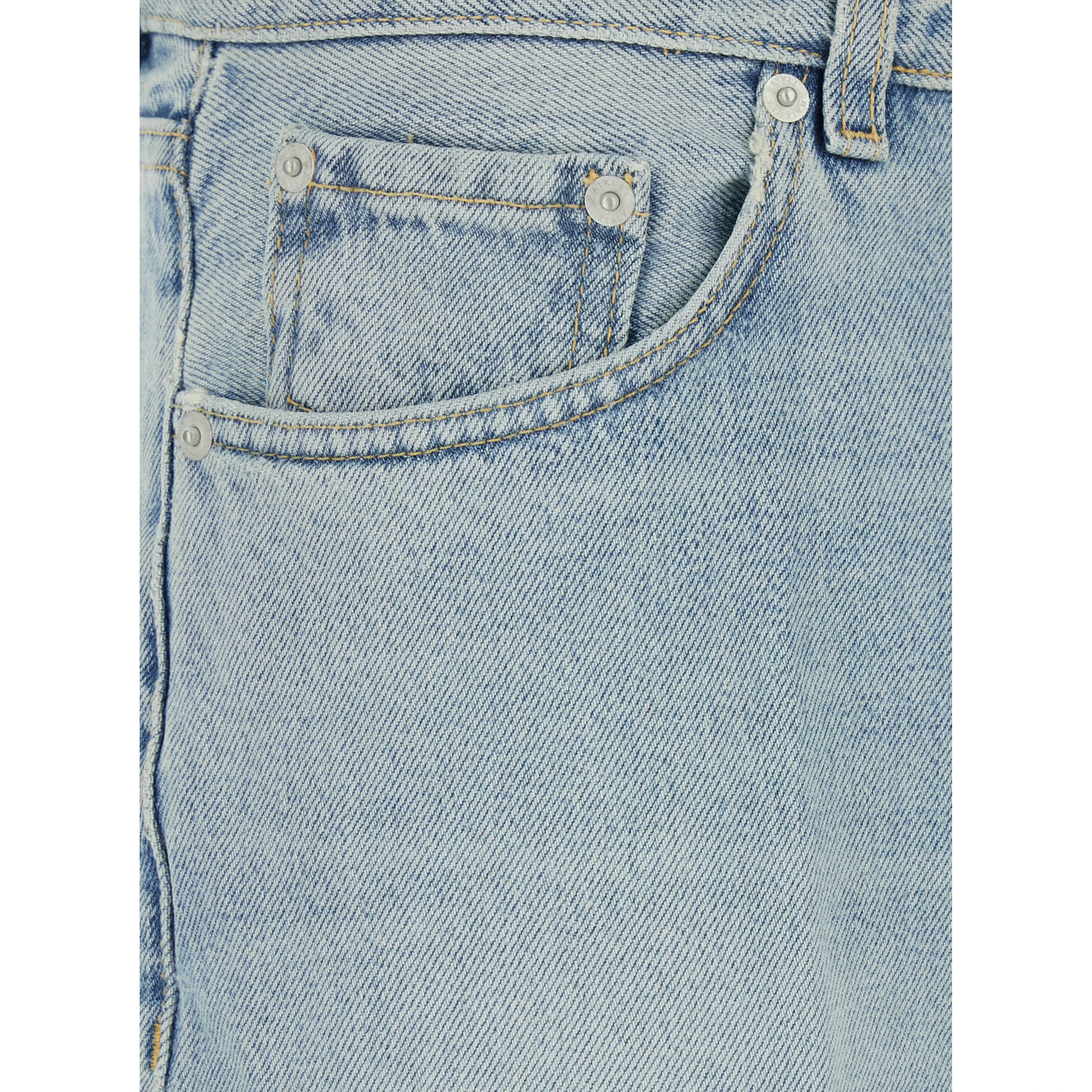 Blue Jeans with Belt Loops and Logo Patch on the Back in Denim Woman