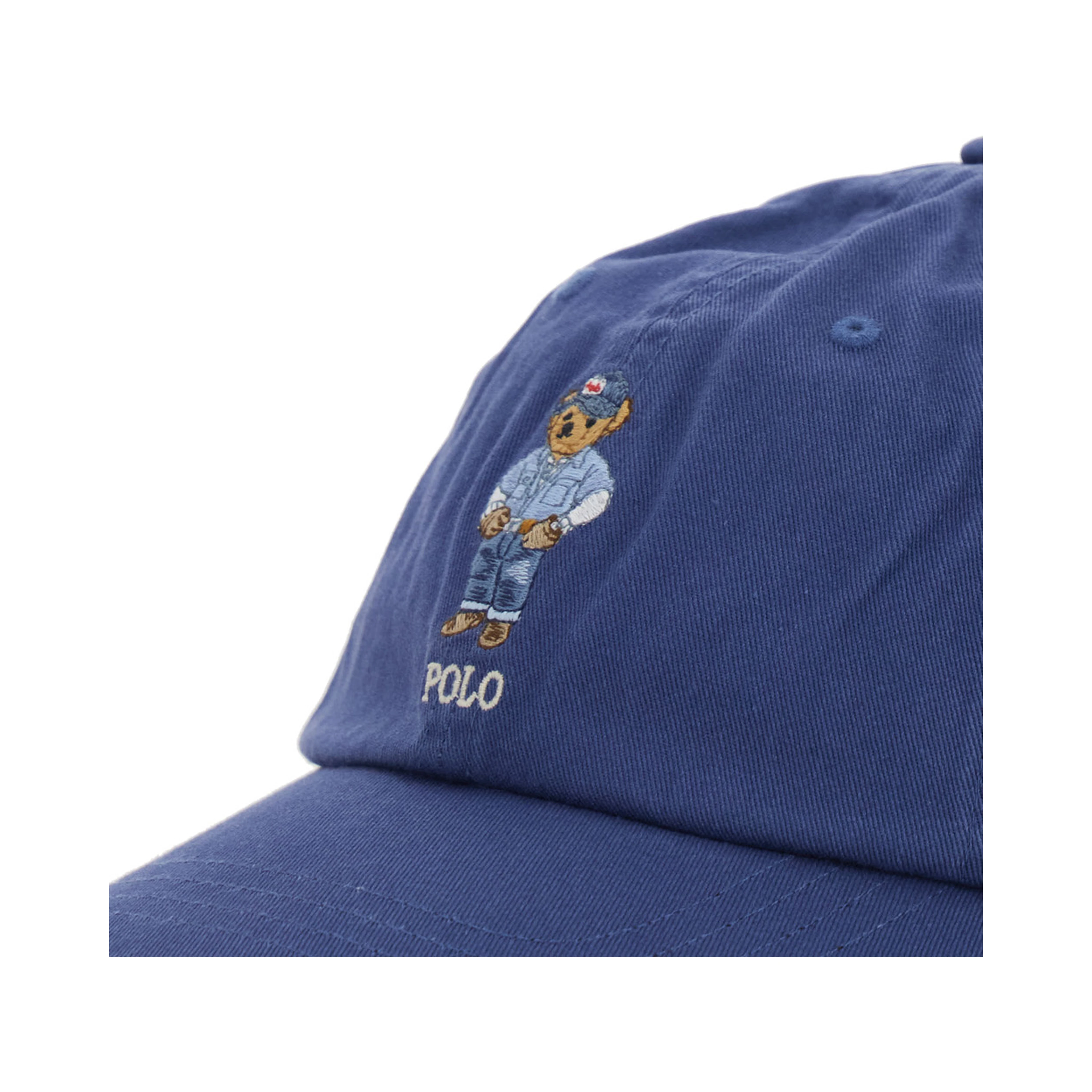 Blue Baseball Cap with Bear Embroidery in Cotton for Men