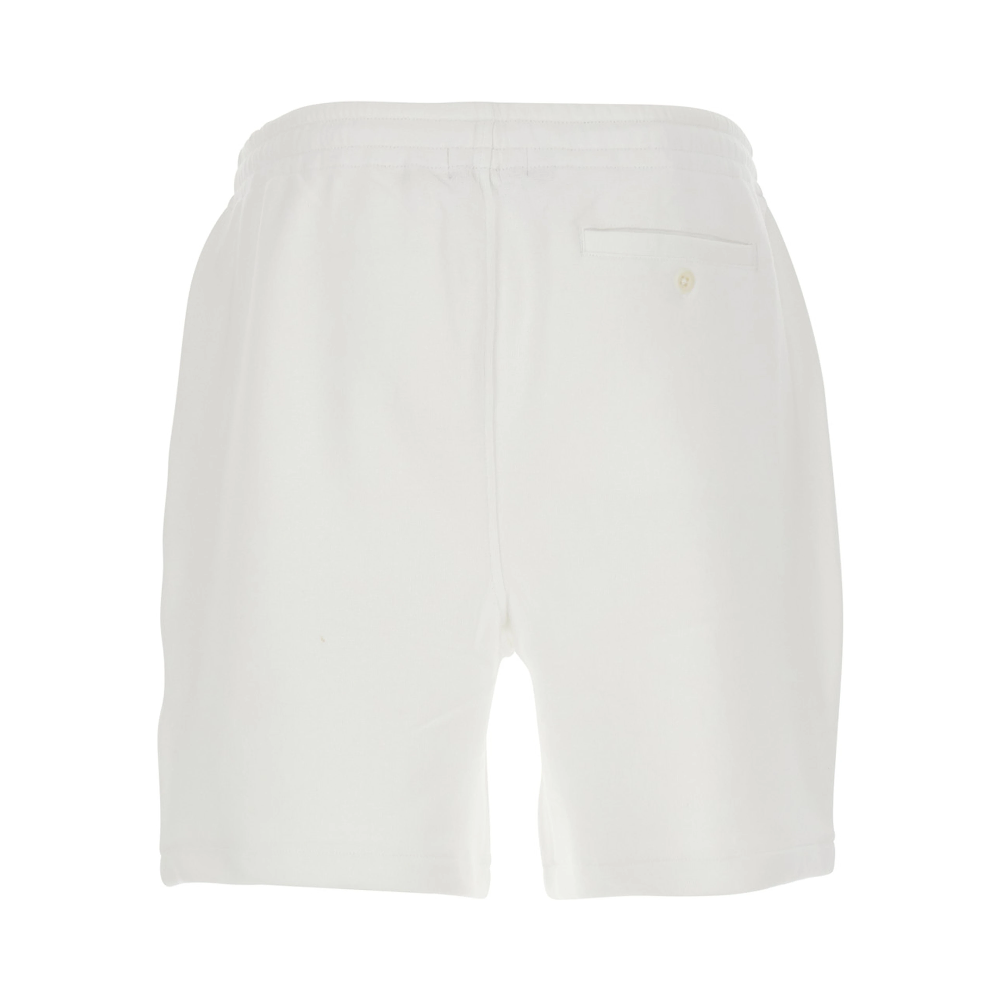 White Bermuda Shorts with elasticated waist and drawstring and Pony embroidery on the front in cotton for men