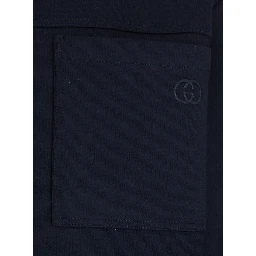 Blue Jacket with Front Closure and GG logo detail in cotton jersey men